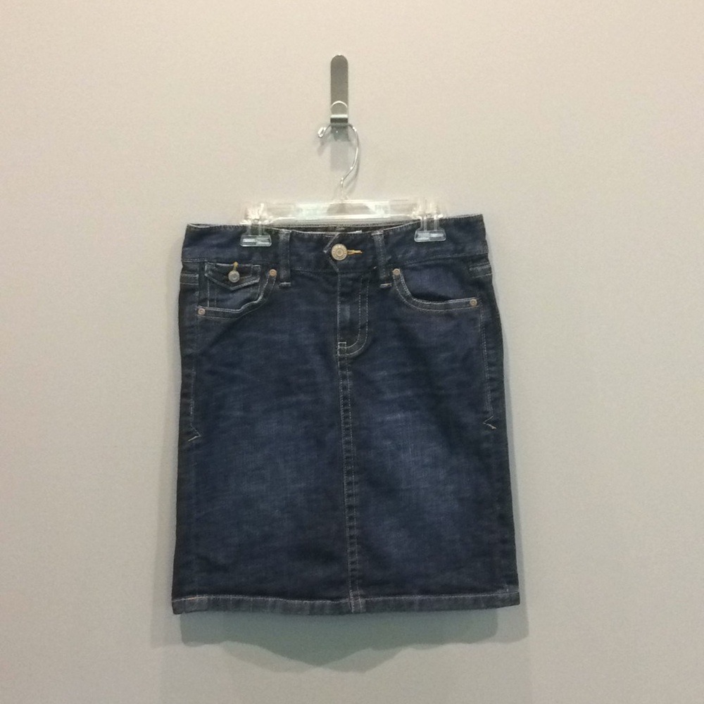 Old Navy Low Waist Denim Skirt Size 1 Dark Wash Stretch Straight Jean Skirt - Picture 4 of 9